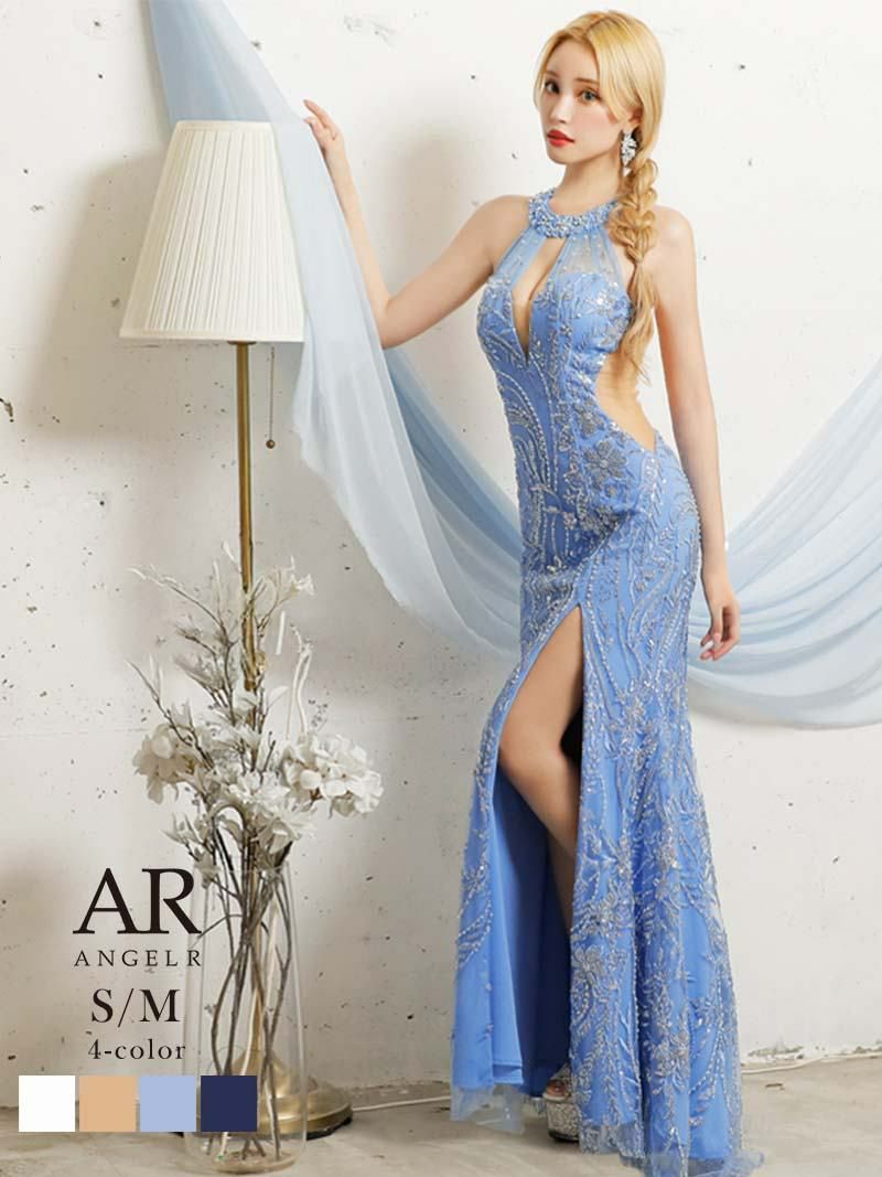 【Angel R/エンジェルアール】フラワーパールシアーデザインビジューロングドレス