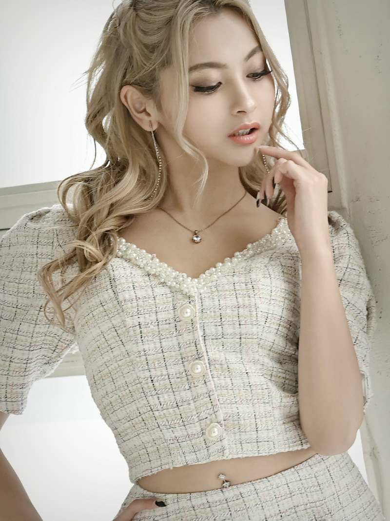 【Angel R/エンジェルアール】カラーツイード袖つきセットアップドレス ゆきぽよ 着用 キャバドレス
