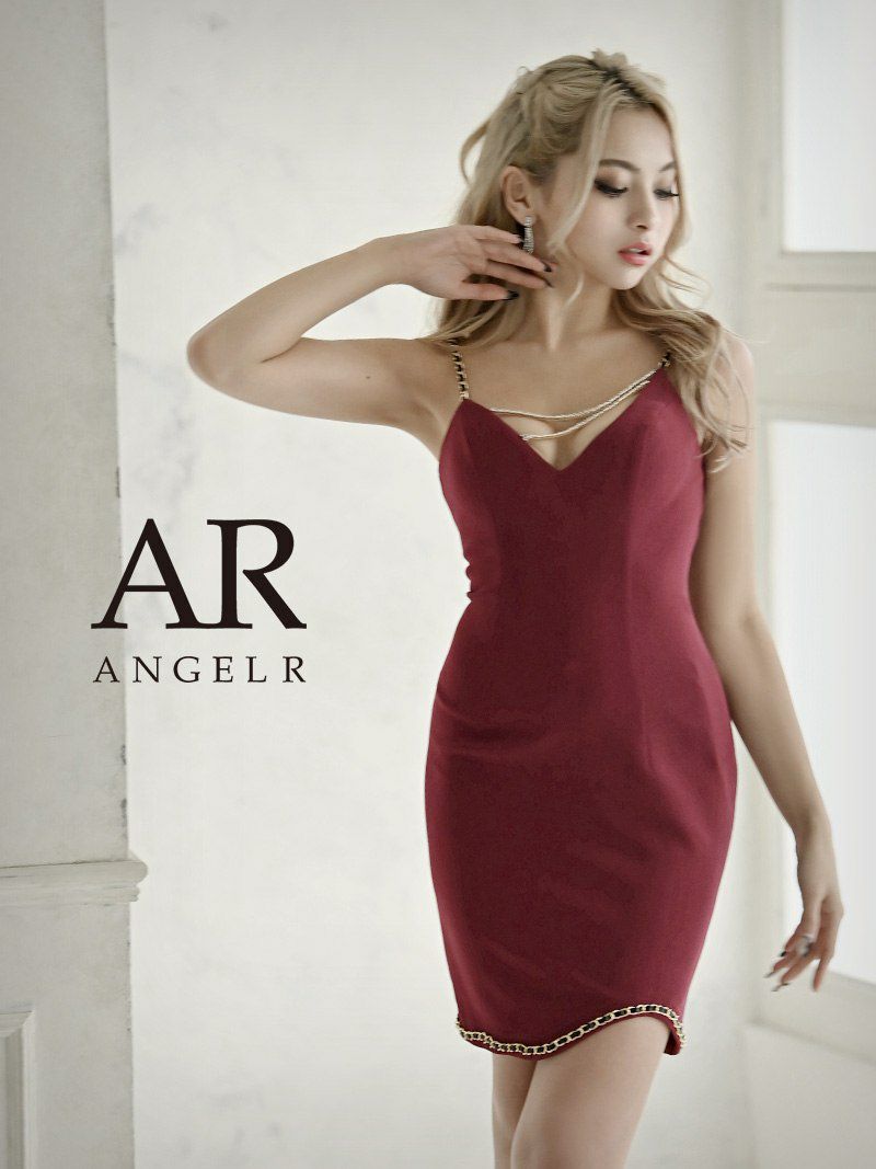 【Angel R/エンジェルアール】谷間魅せキャミソールチェーンデザインキャバドレス ゆきぽよ 着用 ミニドレス