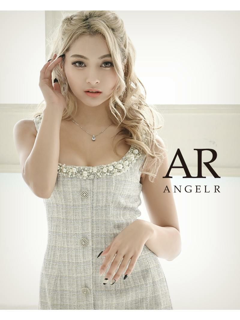 【Angel R/エンジェルアール】ビジューチェック柄ツイードフレアキャバドレス ゆきぽよ 着用 ミニドレス