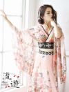 【流遊】花魁!お腹魅せsexyな振袖シフォン2p着物ロングドレス【Ryuyu】キャバクラ和柄ロングドレス