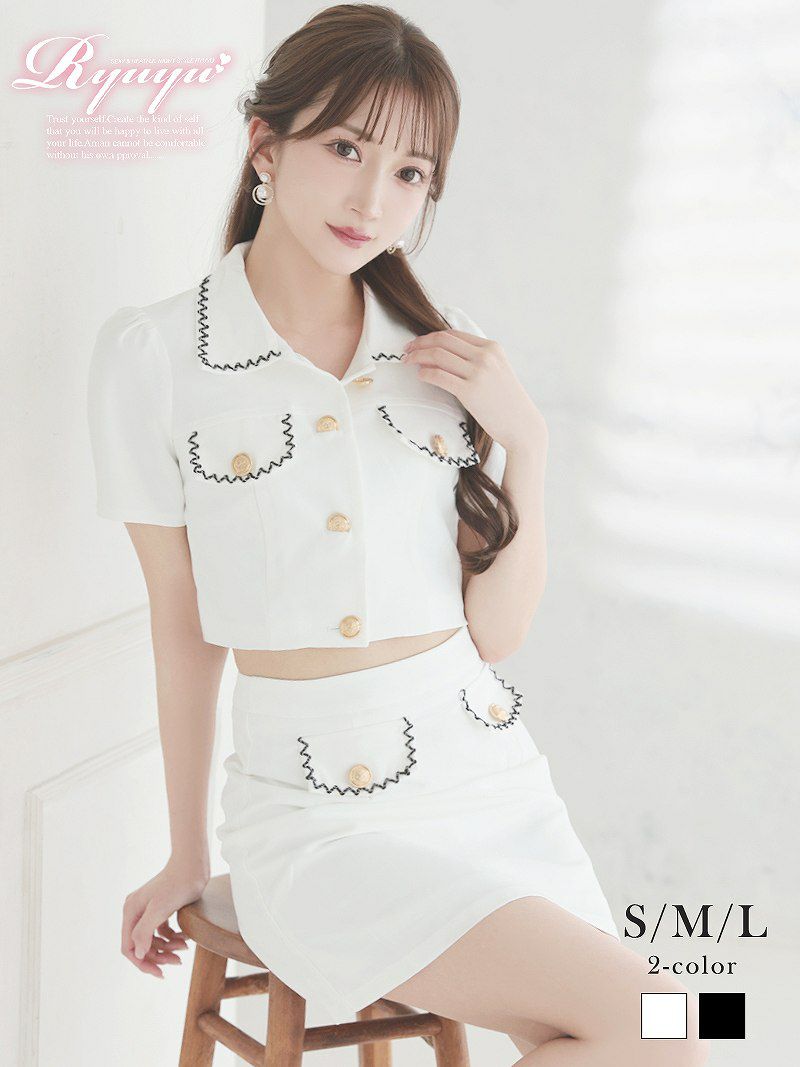 韓国風クラシカル半袖セットアップドレス【Ryuyu】