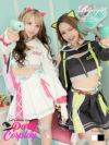 ※予約販売※コスプレ サイバーデザインキャット袖付きハロウィンコスプレ あいさ あいみん 着用 レディースコスプレ9点セット【Ryuyu/リューユ】