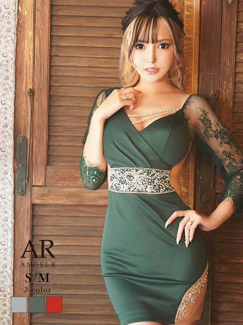 【Angel R/エンジェルアール】花柄レースシースルータイトキャバドレス