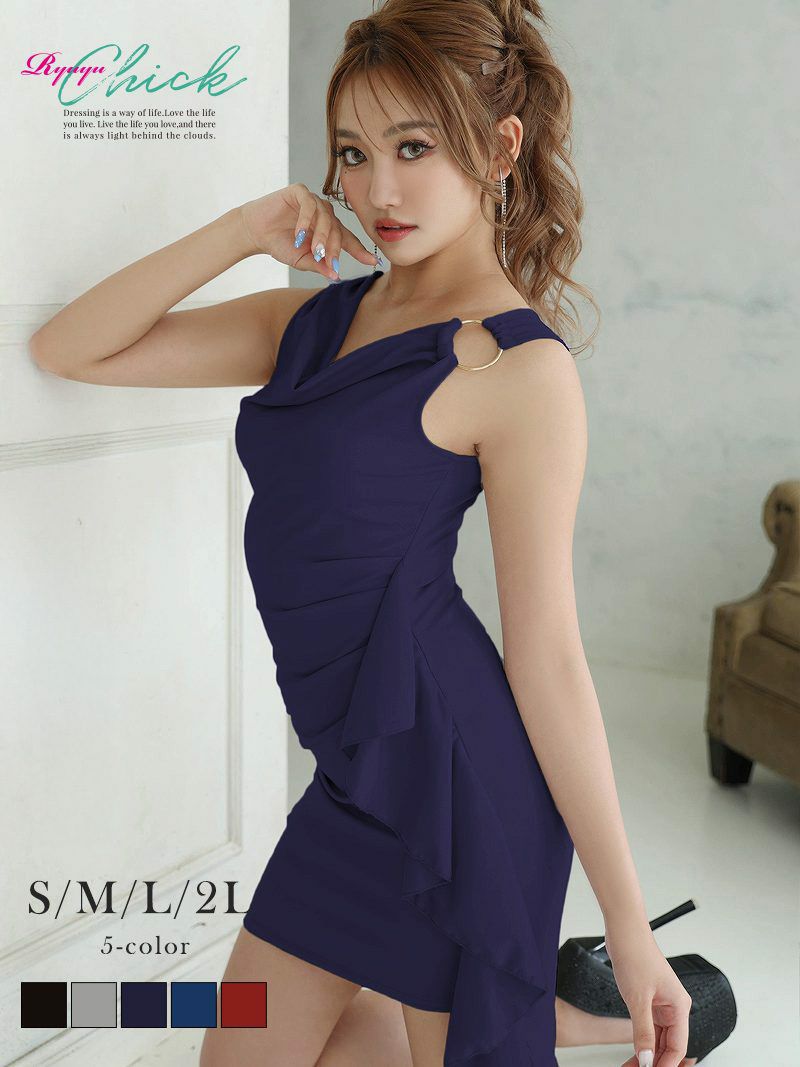 ノースリーブ美ラインストレッチキャバクラミニドレス りおん 着用 キャバドレス【RyuyuChick】