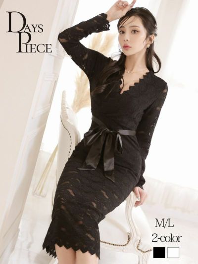 【4月入荷予定】レース柄あったかニットロングワンピース KANO 着用 韓国風ワンピース【DAYS PIECE】(M/L)(アイボリー/ブラック)