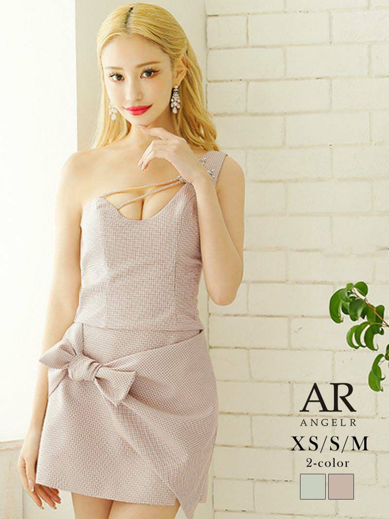 【Angel R/エンジェルアール】ワンショルダーウエストリボンキャバ嬢ミニドレス