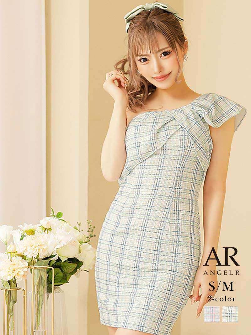 【Angel R/エンジェルアール】リボンモチーフワンショルダーツイードキャバ嬢ミニドレス