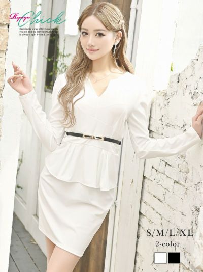 神級！体型カバーブラOKラウンジワンピース りおん 着用 プチプラキャバドレス【RyuyuChick】(S/M/L/XL)(ブラック/ホワイト)