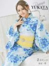浴衣 濃淡ブルー和華柄レディース浴衣 あいみん 着用 特価浴衣2点セット【Ryuyu】