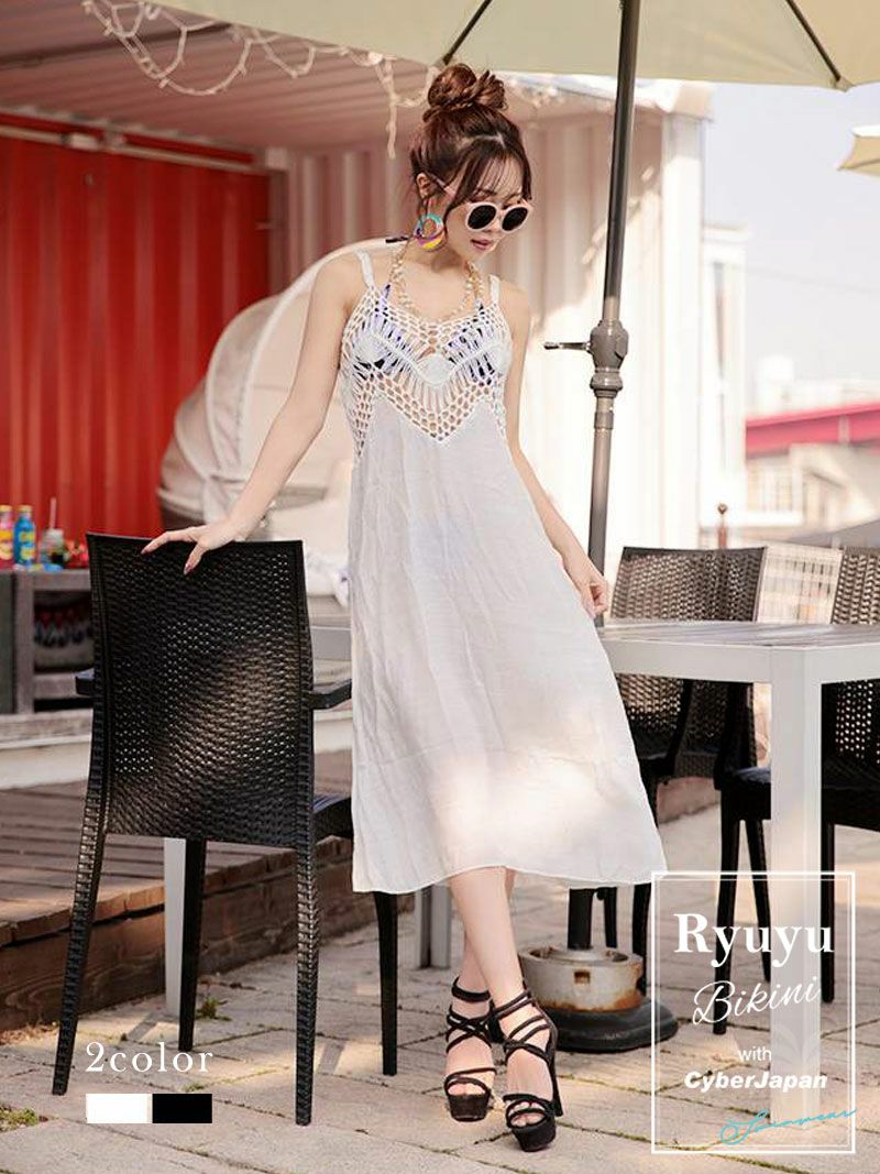 ビーチの味方！体型カバースタイリッシュ羽織ワンピース【Ryuyu】