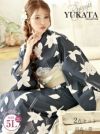 浴衣 ネイビー地に可憐に咲く百合柄トールサイズレディース浴衣【Ryuyu】