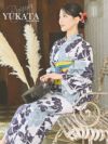 浴衣 涼やか白×濃淡ブルーフラワーレディース浴衣【Ryuyu】