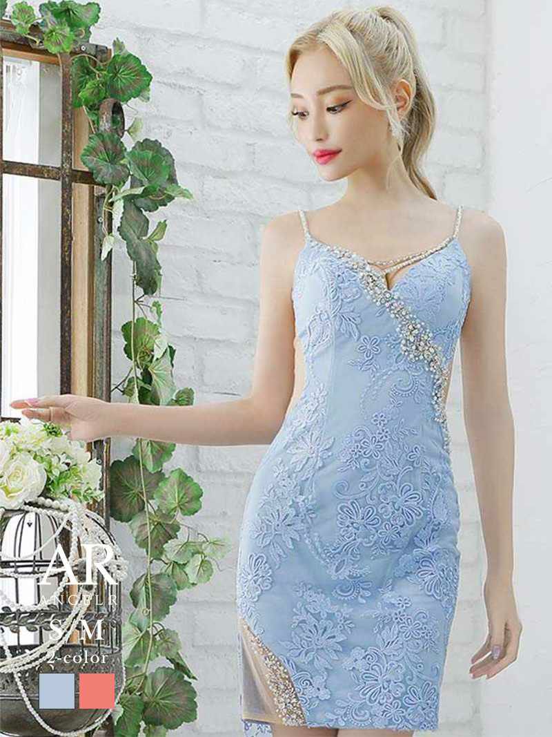 【Angel R/エンジェルアール】花柄レースシアービジューキャバドレス