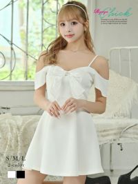 先行予約割￥3980→￥3781！※一部予約販売※オーガンジーリボンフレアキャバドレス あいさ 着用 キャバドレス【RyuyuChick】(S/M/L)(ブラック/ホワイト)