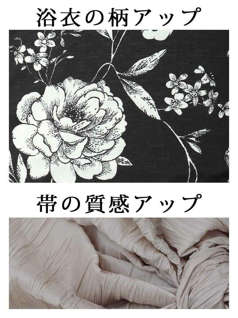 ブラック牡丹和華柄2WAYワンピース浴衣【Ryuyu】　美品 ブラック牡丹和華柄2WAYワンピース浴衣【Ryuyu】 美品 - メルカリ