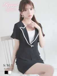 式スーツSALE¥6380→¥5104! セクシータイト半袖サマーキャバクラスーツ【Ryuyu】(S/M/L)(ホワイト/ブラック)