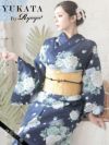 浴衣 ネイビー地に咲き誇るローズレディース浴衣 KANO 着用 大人ゆかた2点セット【Ryuyu】