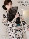 浴衣 ベージュ×ブラックでシックにまとめた花柄レディース浴衣 加賀美早紀 着用 大人浴衣2点セット【Ryuyu】