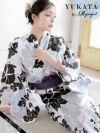 浴衣 黒モノトーン牡丹柄大人浴衣2点セット KANO着用 レディース浴衣【Ryuyu】