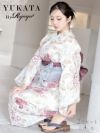 浴衣 ニュアンス花柄の白地大人浴衣レディース浴衣 KANO 着用 2点セット浴衣【Ryuyu】