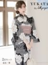 浴衣 ネイビー古典柄な牡丹モダンレディース浴衣 加賀美早紀 着用 大人浴衣【Ryuyu】