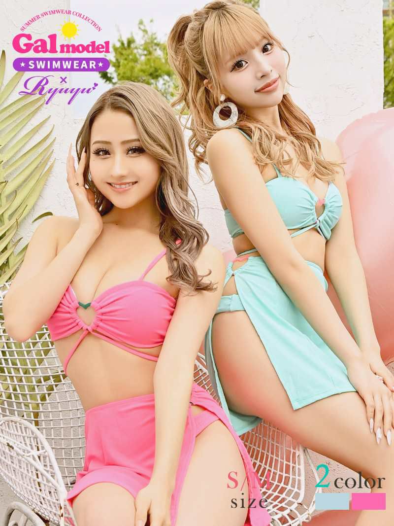 水着 3点セットパレオ付きビキニ あいさ あいみん 着用ギャル水着【Ryuyu】