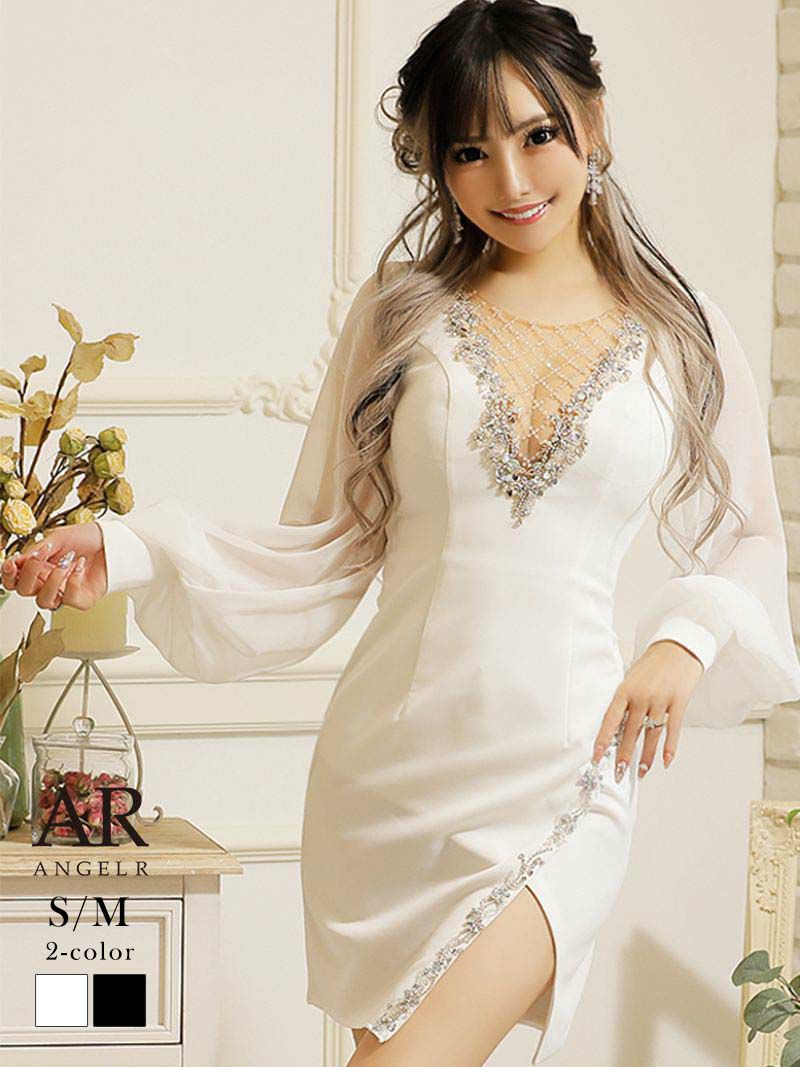 【Angel R/エンジェルアール】上品シアー長袖タイトキャバドレス