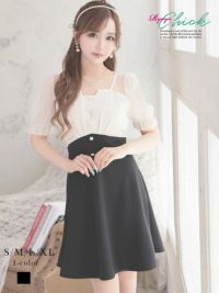 ドールレイヤードスパンコールミニドレス りせり 着用 キャバドレス【RyuyuChick】(S/M/L/XL)(ブラック)