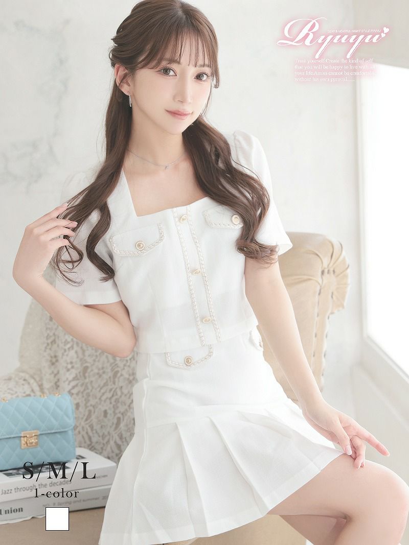 クラシカルプリーツ韓国風セットアップドレス【Ryuyu】