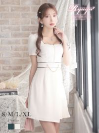 先行予約割￥6980→￥6630！※一部予約販売※アシンメトリーパイピング韓国風袖付きラウンジワンピース【Ryuyu】(S/M/L/XL(2L))(アイボリー/グリーン)