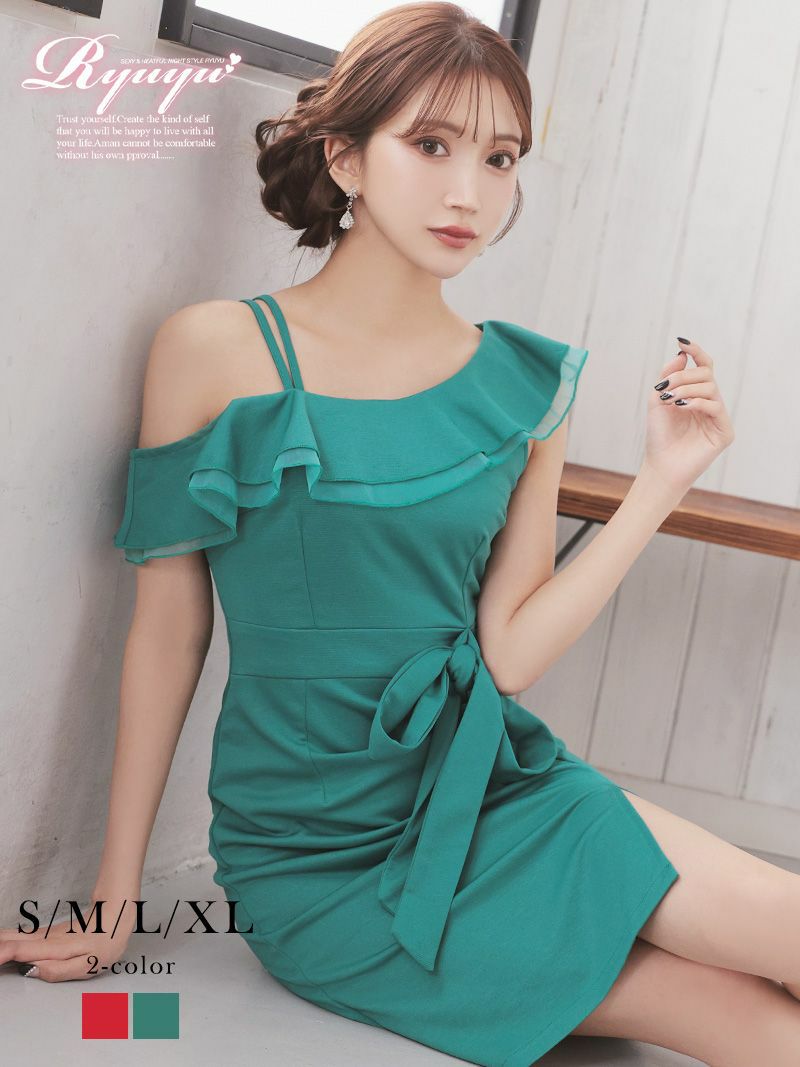 ワンショル美スリットタイトキャバドレス【Ryuyu】