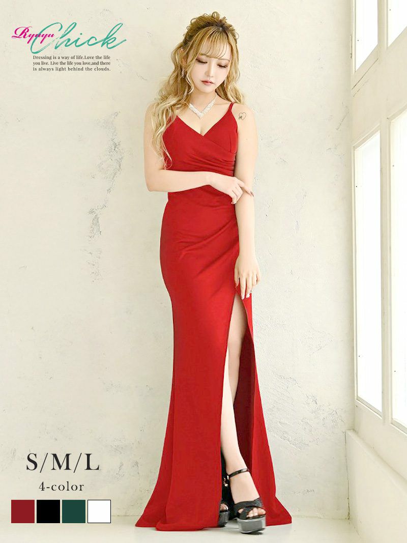 ※一部予約販売※セクシーキャミラインタイトロングドレス りせり 着用 キャバドレス【RyuyuChick】