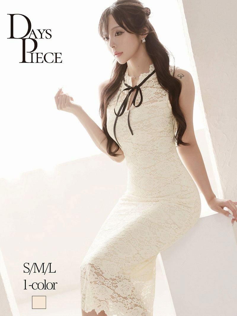 総レースノースリーブ韓国ミディ丈キャバワンピース KANO 着用 韓国ドレス【DAYS PIECE】