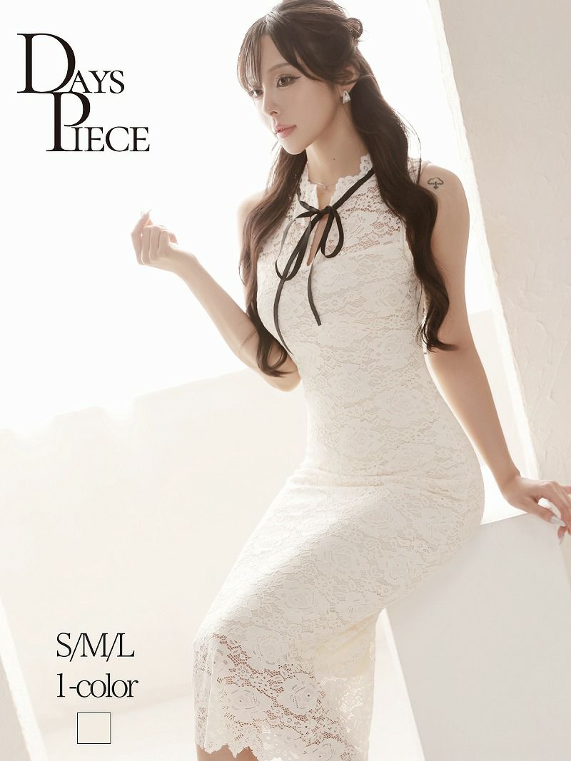 総レースノースリーブ韓国ミディ丈キャバワンピース KANO 着用 韓国ドレス【DAYS PIECE】