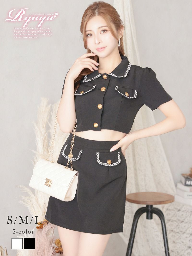 ハーフスリーブクラシカルツーピース韓国風セットアップドレス【Ryuyu】