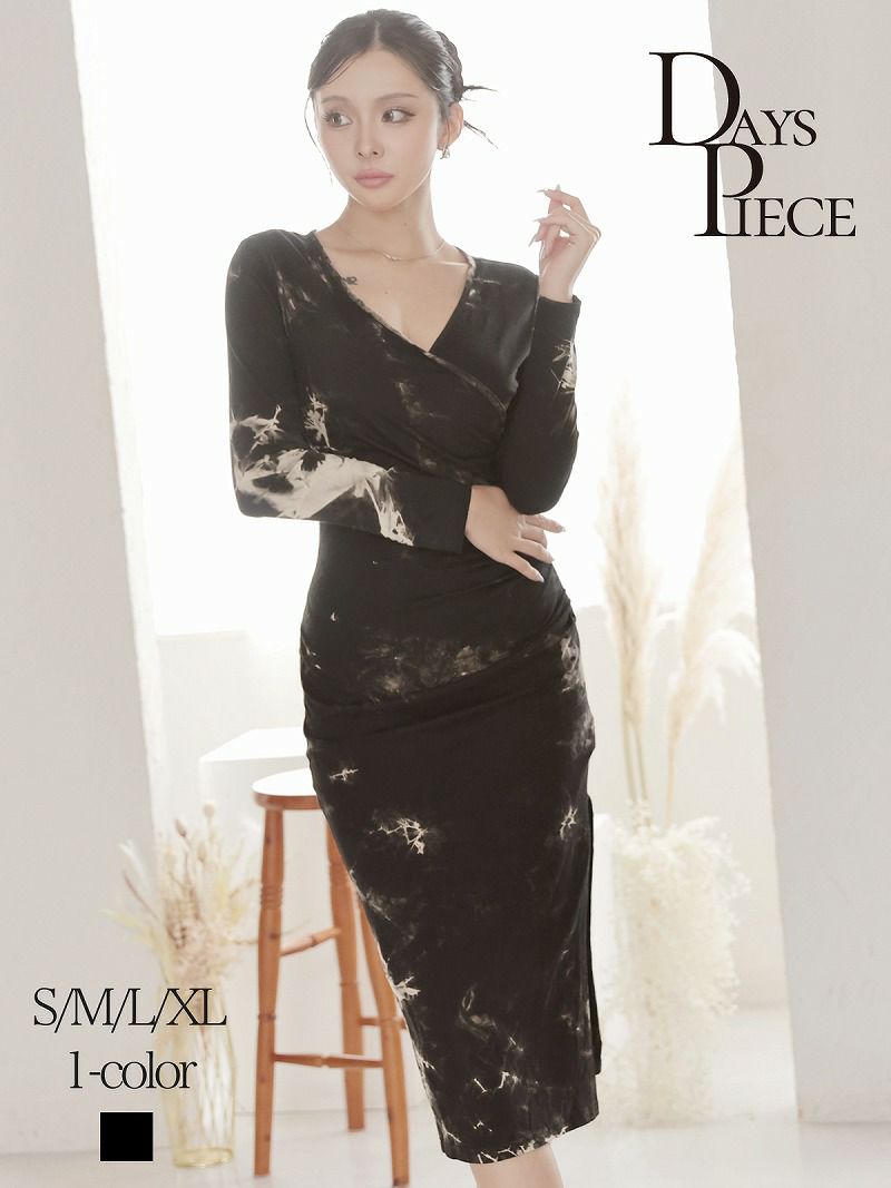 タイダイカシュクールギャザーミディ韓国ワンピース KANO 着用 キャバワンピース【DAYS PIECE】