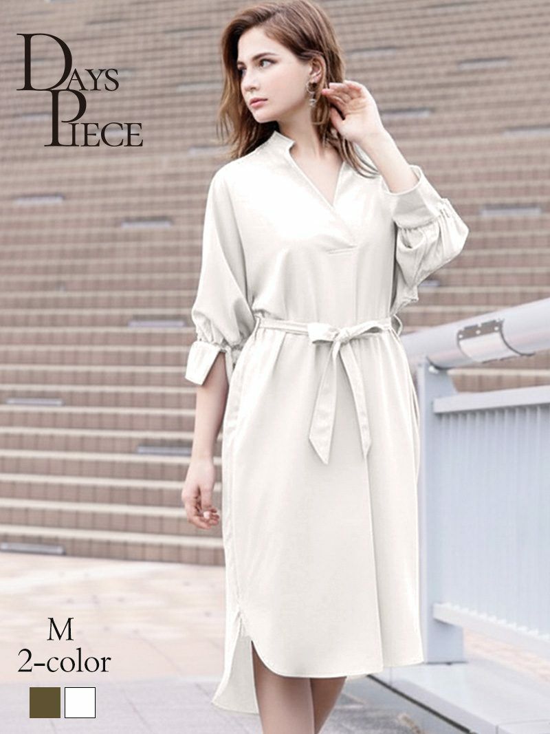 袖コンシャス膝丈ワンピース【DaysPiece】