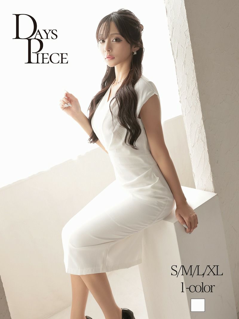 カシュクールエレガンスミディ丈韓国ワンピース KANO 着用 キャバワンピース【DAYS PIECE】