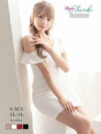 先行予約割￥3980→￥3781！※一部予約販売※タイトストレッチ袖付きバスト盛りキャバクラドレス あいさ 着用 ミニドレス【RyuyuChick】(S/M/L/XL(2L)/XXL(3L))(ピンク/ホワイト/レッド/ブラック)