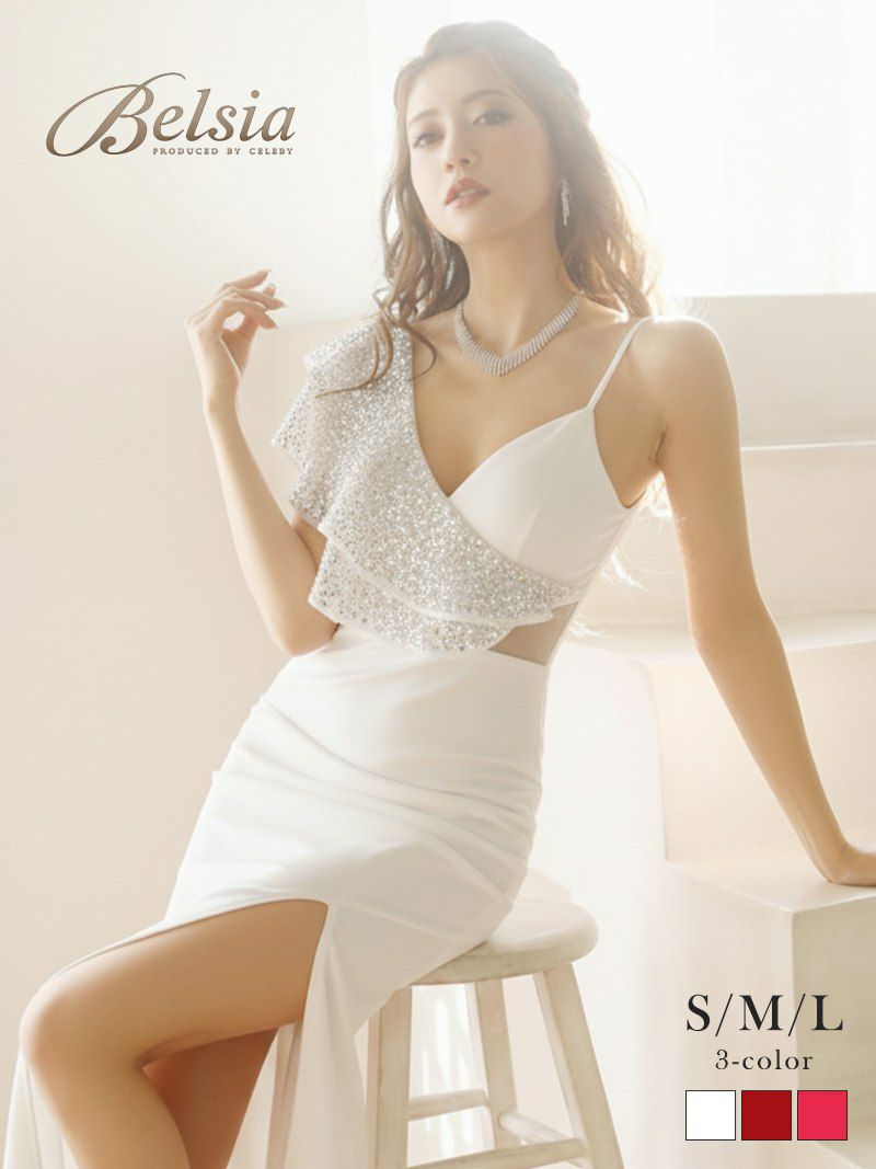 グラマラスシースルー ワンショルダー ロングドレス