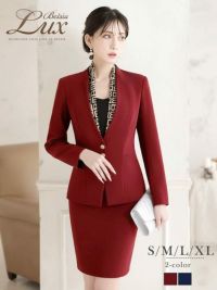 先行予約割¥13800→¥13109!※一部予約販売※スカーフ柄ノーカラー長袖タイトひざ丈セットアップキャバスーツ 加賀美早紀 着用 キャバスーツ【BelsiaLUX】(S/M/L/XL(2L))(レッド/ネイビー)