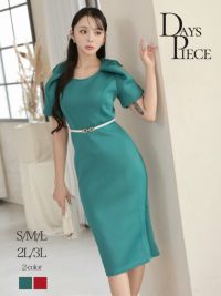 先行予約割¥7980→¥7581!※一部予約販売※立体的なカットショルダーが高級感を放つウエストマークの韓国風タイトドレス KANO 着用 キャバワンピース【DaysPiece】(S/M/L/XL(2L)/XXL(3L))(レッド/ターコイズ)